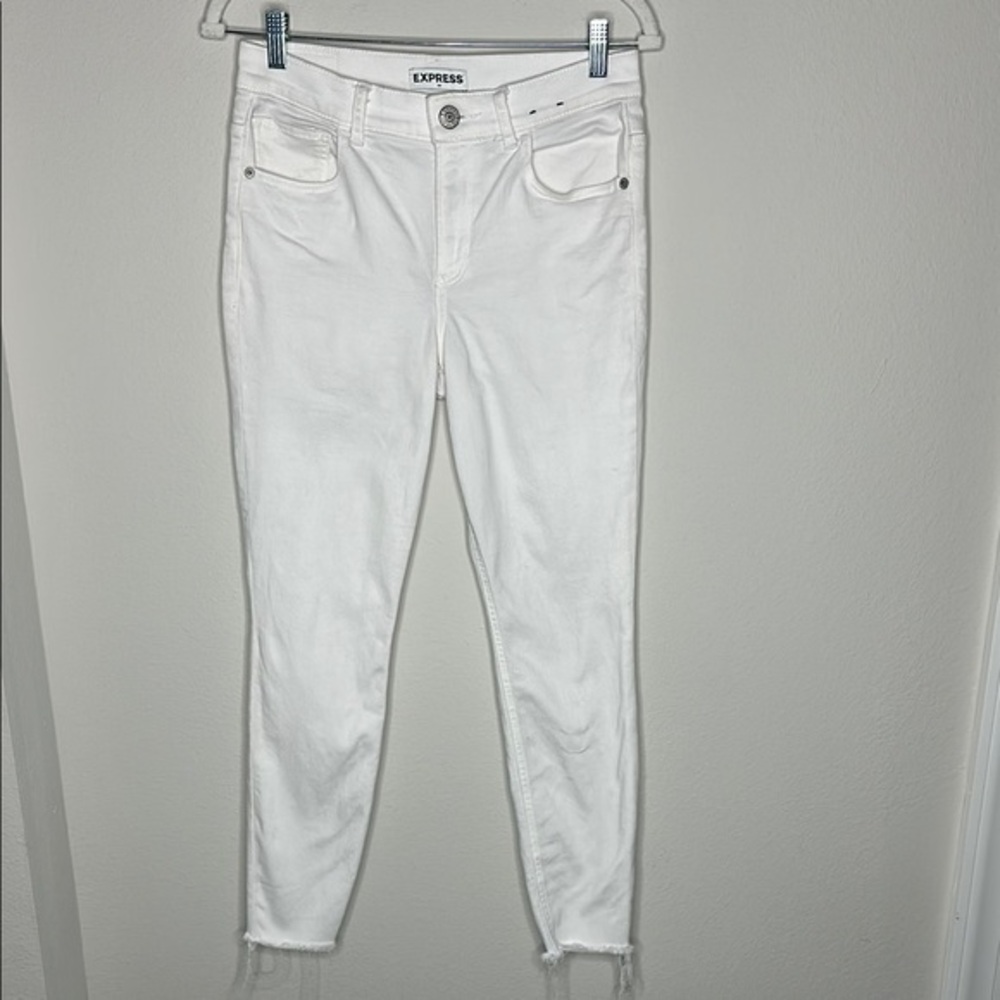 Express White Ankle Cropped Jeans